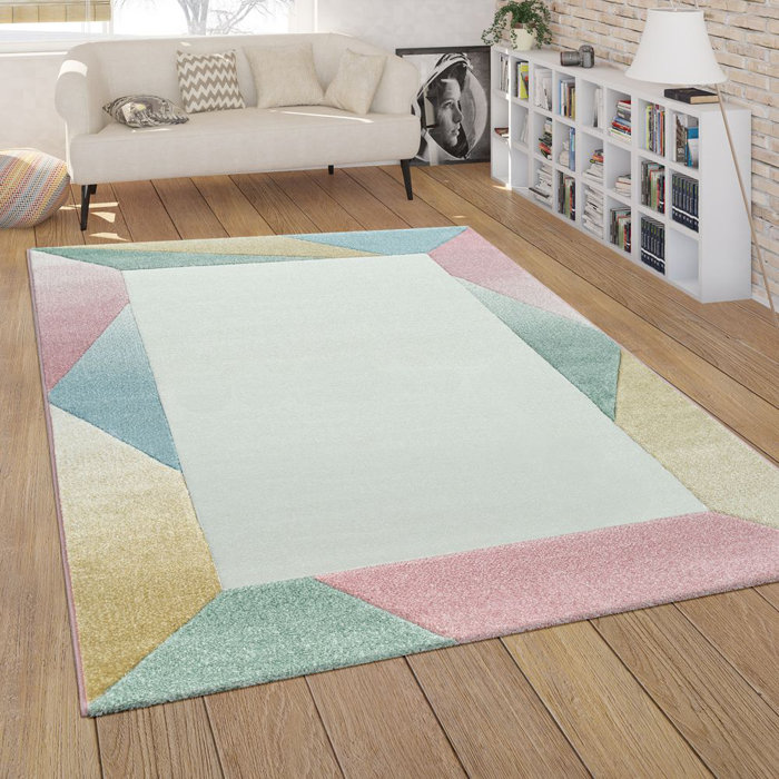 17 Stories Sessions Shag Yellow/Blue/Pink Rug & Reviews Wayfair.co.uk